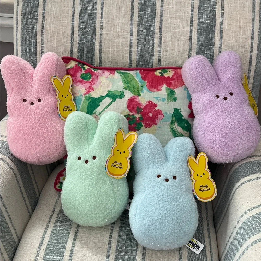 NWT Peeps Plush Bunny Set - Sparkle Purple and Pink Easter 11”